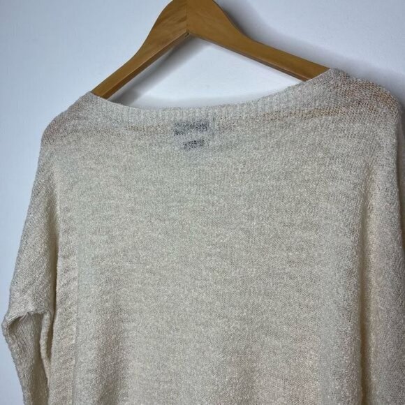Zara Knit Women’s Size Small Italian Yarn Sweater Beige Oversized Short Sleeve - Picture 6 of 10